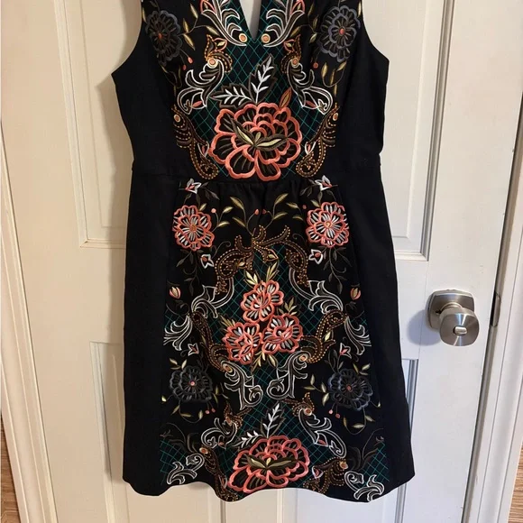 Moulinette Soeurs Black and Orange Embroidered Midi Dress - Picture 5 of 5